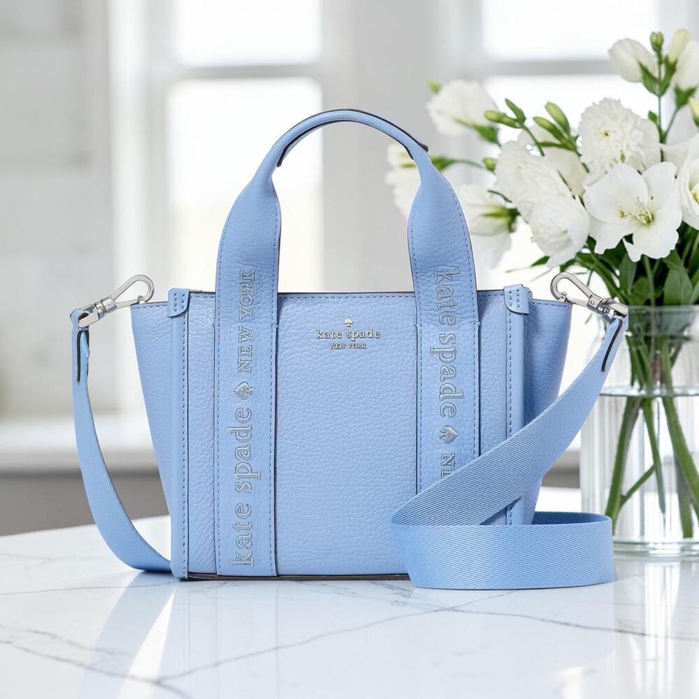 Kate Spade Kip Leather Mini Tote Periwinkle Sky KL936 Crossbody Bag Blue NWT